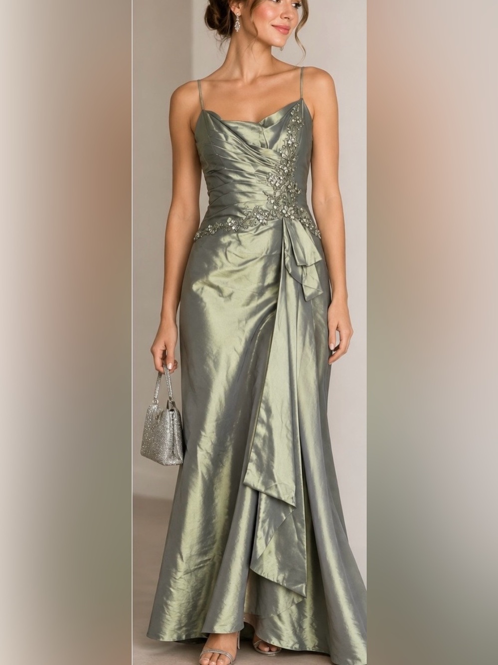 Designer Formal Dress in Pewter